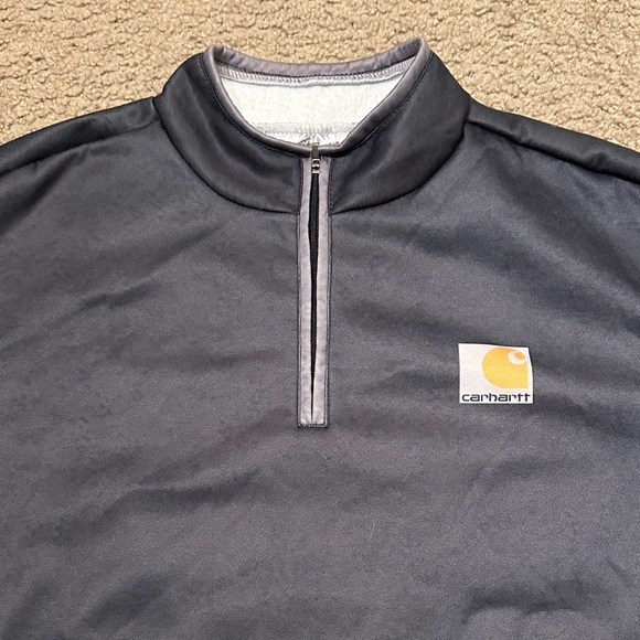 Carhartt Mens Long Sleeve Quarter-Zip Pullover T Shirt Dark Gray Size S - Picture 3 of 9